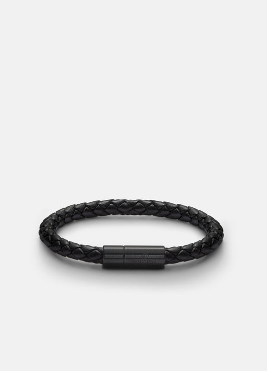Leather Bracelet 6 mm. Black - Large